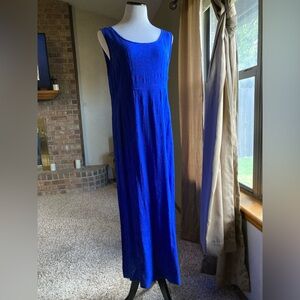 Sleeveless Floral Textured Solid Blue Maxi Dress Size 12